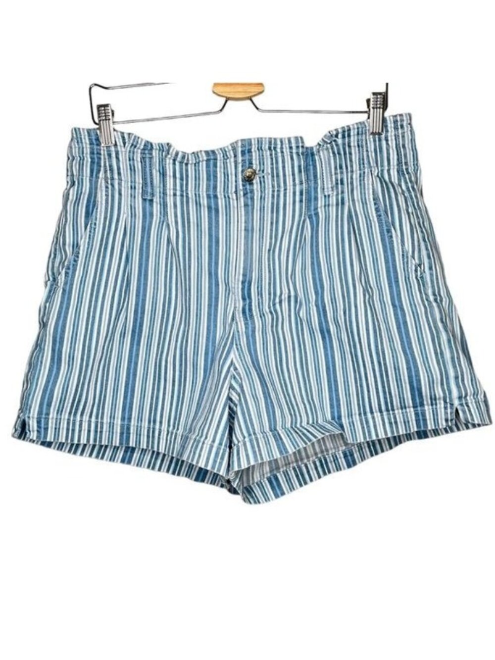 American Eagle Outfitters Womens Mom Shorts Size 14 Blue/White Striped nautical